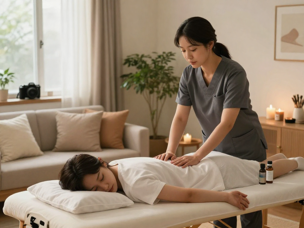 Experience a relaxing 성남출장마사지 in a serene home setting with a professional therapist.